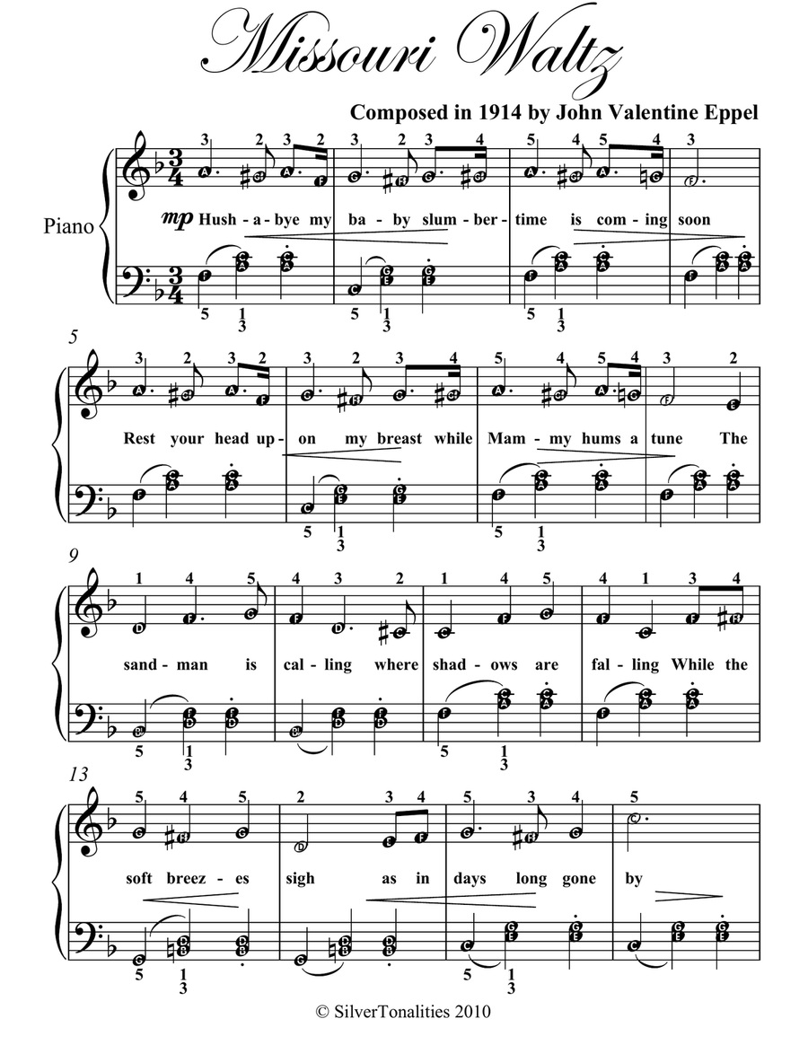 Missouri Waltz Easy Piano Sheet Music Easy Piano scores gallery preview page 2