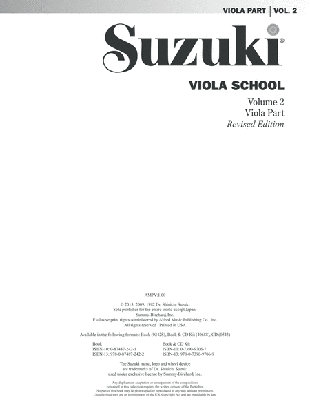 Suzuki Viola School, Volume 2 image number null