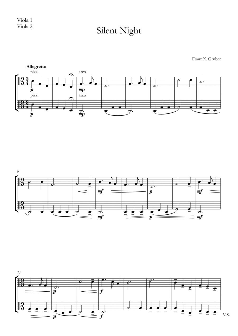 Silent Night Silent Night String Duet scores gallery preview page 1