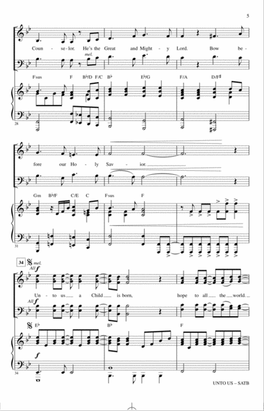 Unto Us Unto Us 4-Part scores gallery preview page 4