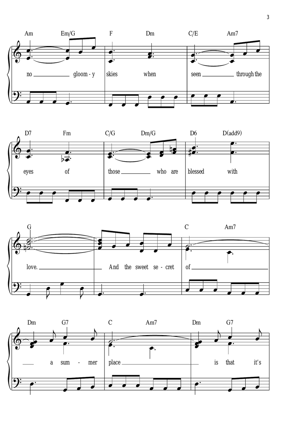 (Theme From) A Summer Place Easy Piano scores gallery preview page 3