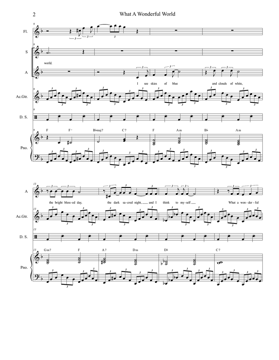 What A Wonderful World Alto Voice scores gallery preview page 2