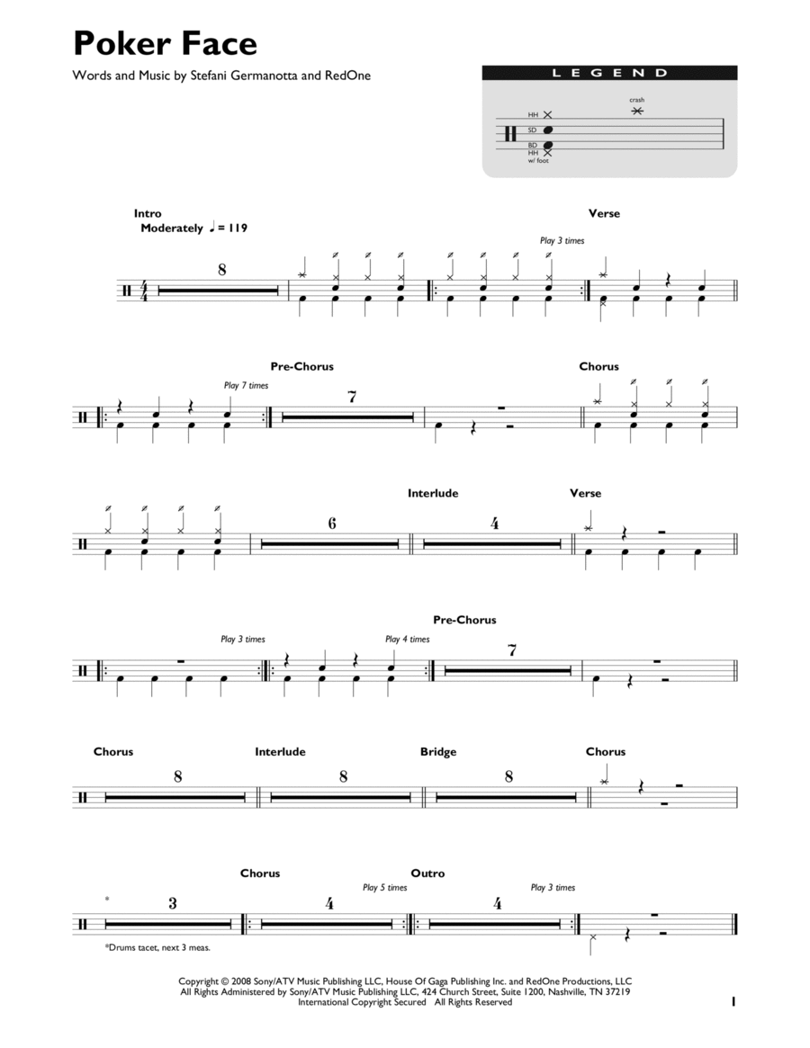 Poker Face Poker Face Drum Set scores gallery preview page 1