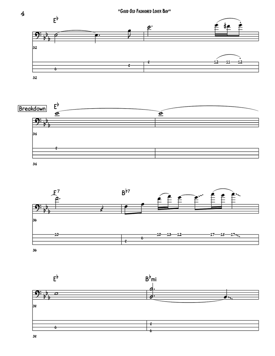 Good Old-fashioned Lover Boy Bass Guitar Tablature scores gallery preview page 4