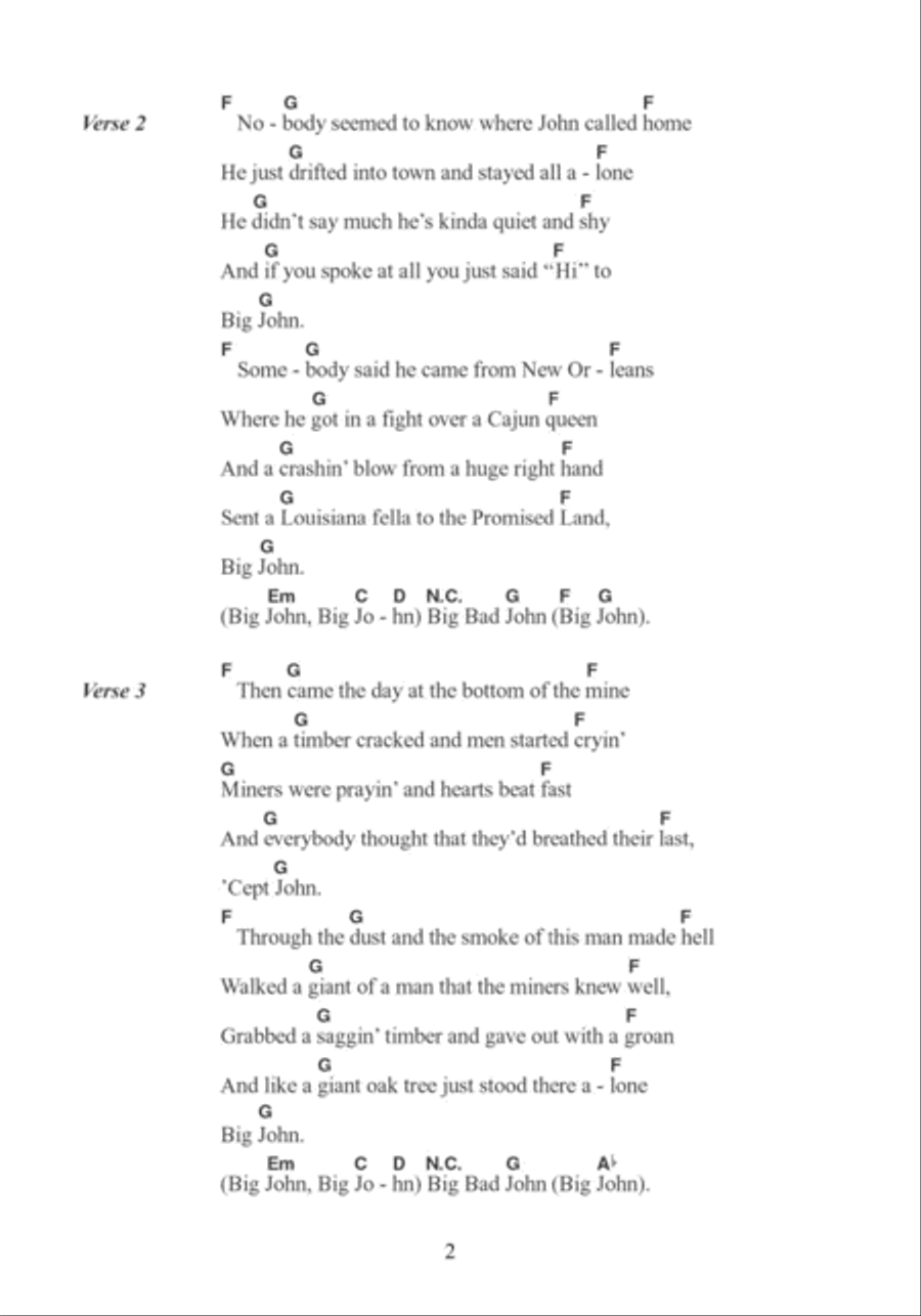 Big Bad John Big Bad John Electric Guitar scores gallery preview page 2