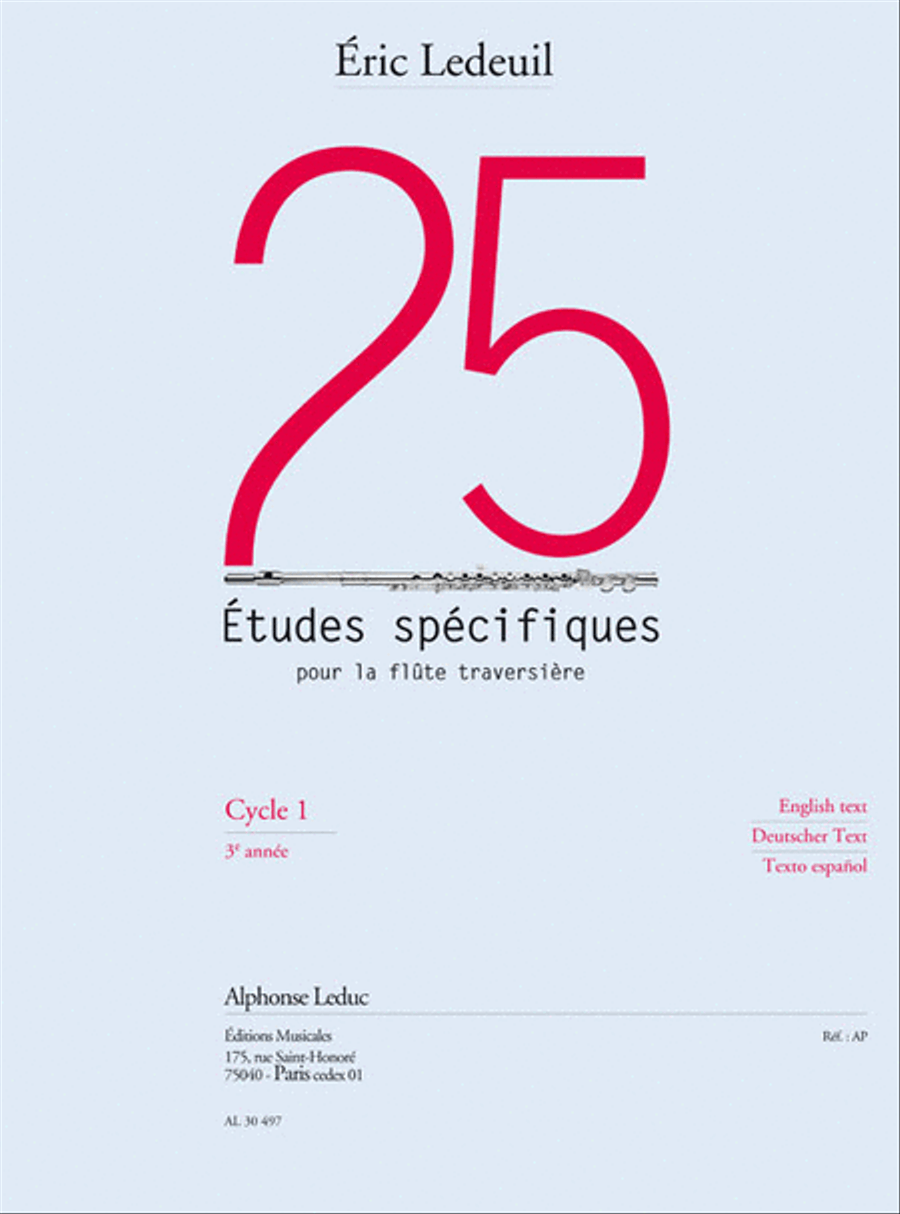 25 Etudes Specifiques Pour La Flute Traversiere (3e) (texte Francais, Anglai