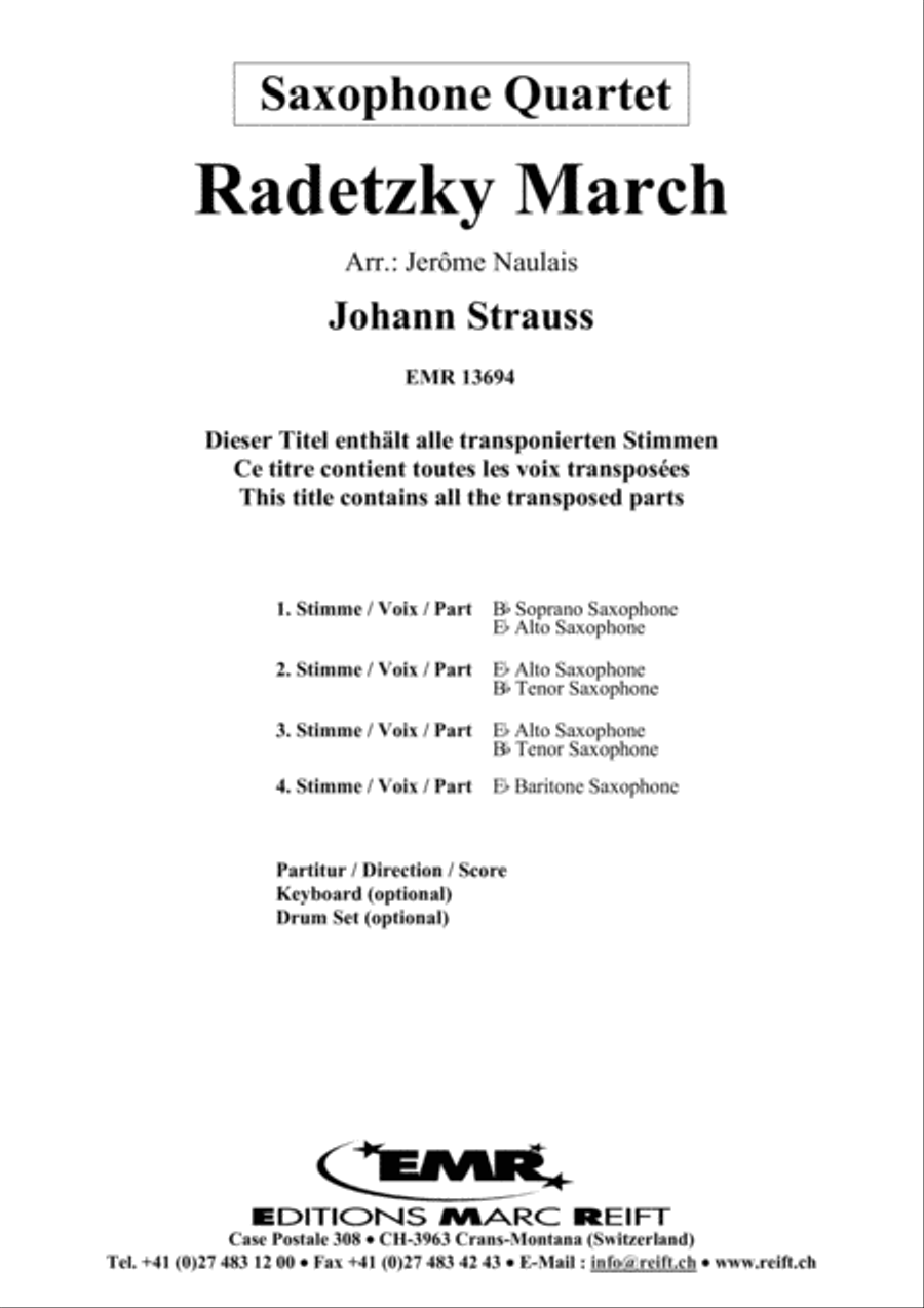 Radetzky March Saxophone Quartet scores gallery preview page 2