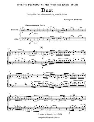 Book cover for Beethoven: Duet WoO 27 No. 3 for French Horn & Cello