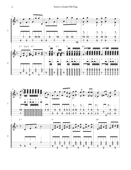 Your a Grand Old Flag : Ukulele Duet with Tablature