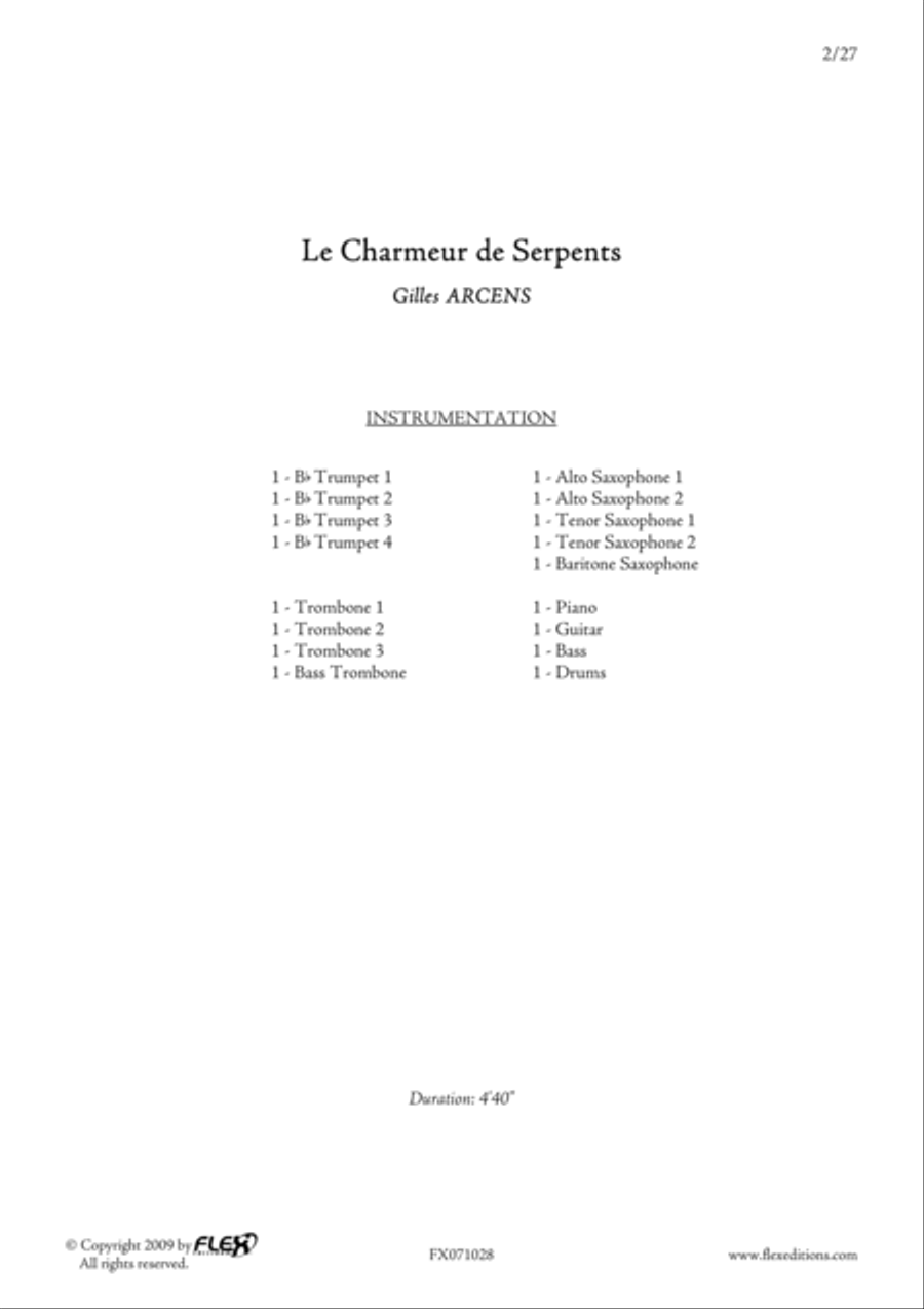 Le Charmeur de Serpents Big Band scores gallery preview page 2