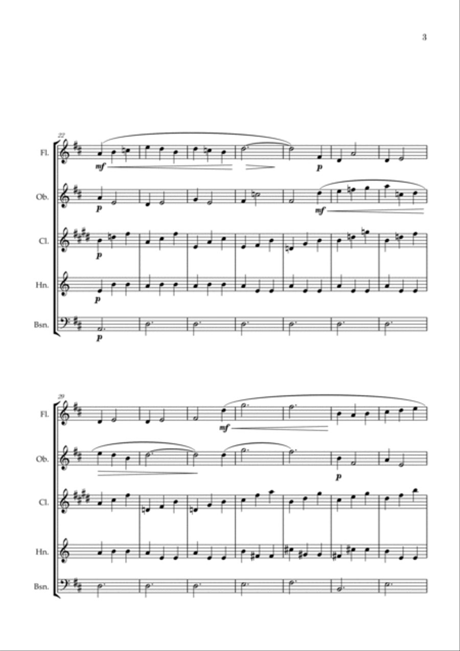 Gymnopédie no 1 | Woodwind Quintet | Original Key |Easy intermediate Woodwind Quintet scores gallery preview page 3