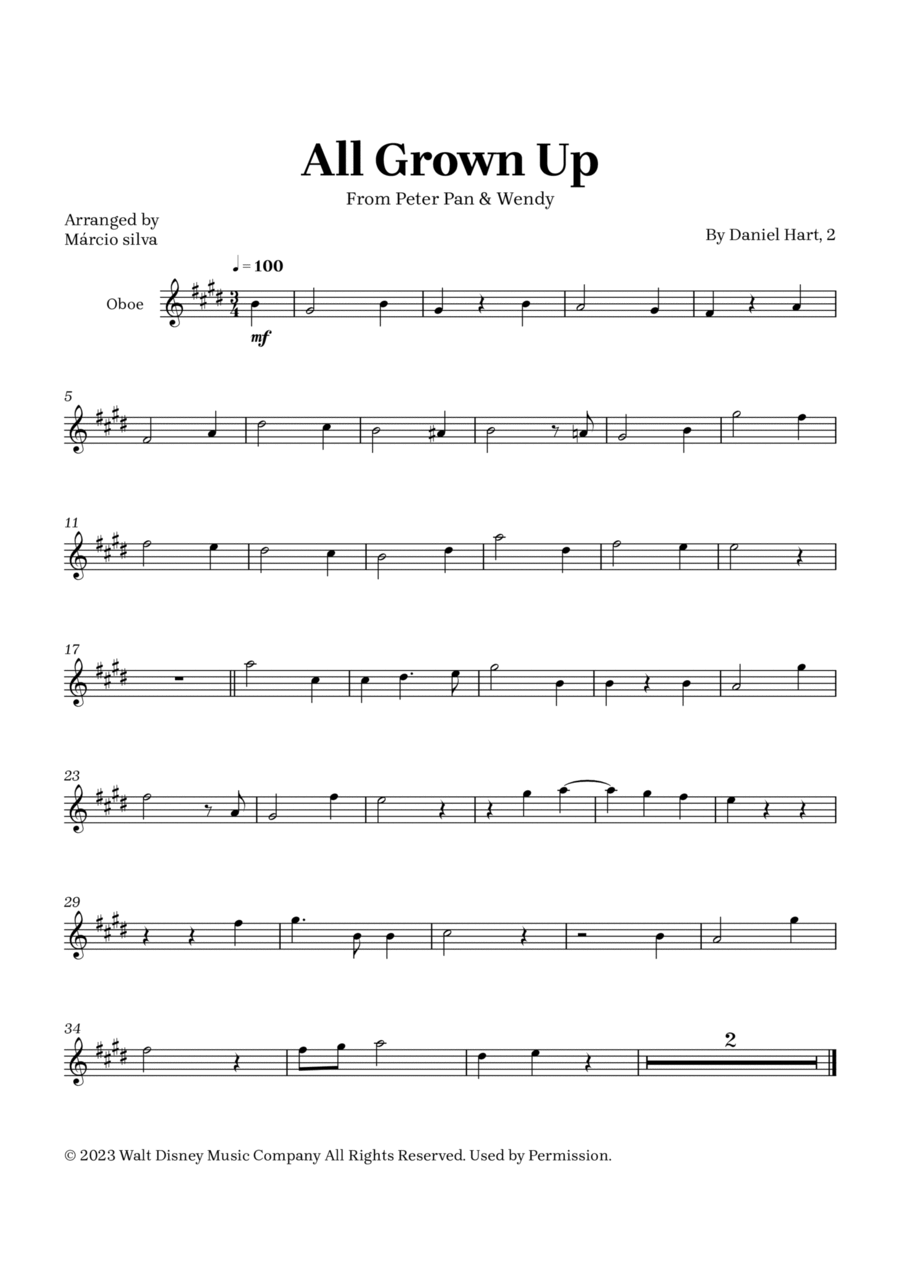 All Grown Up Oboe Solo scores gallery preview page 1