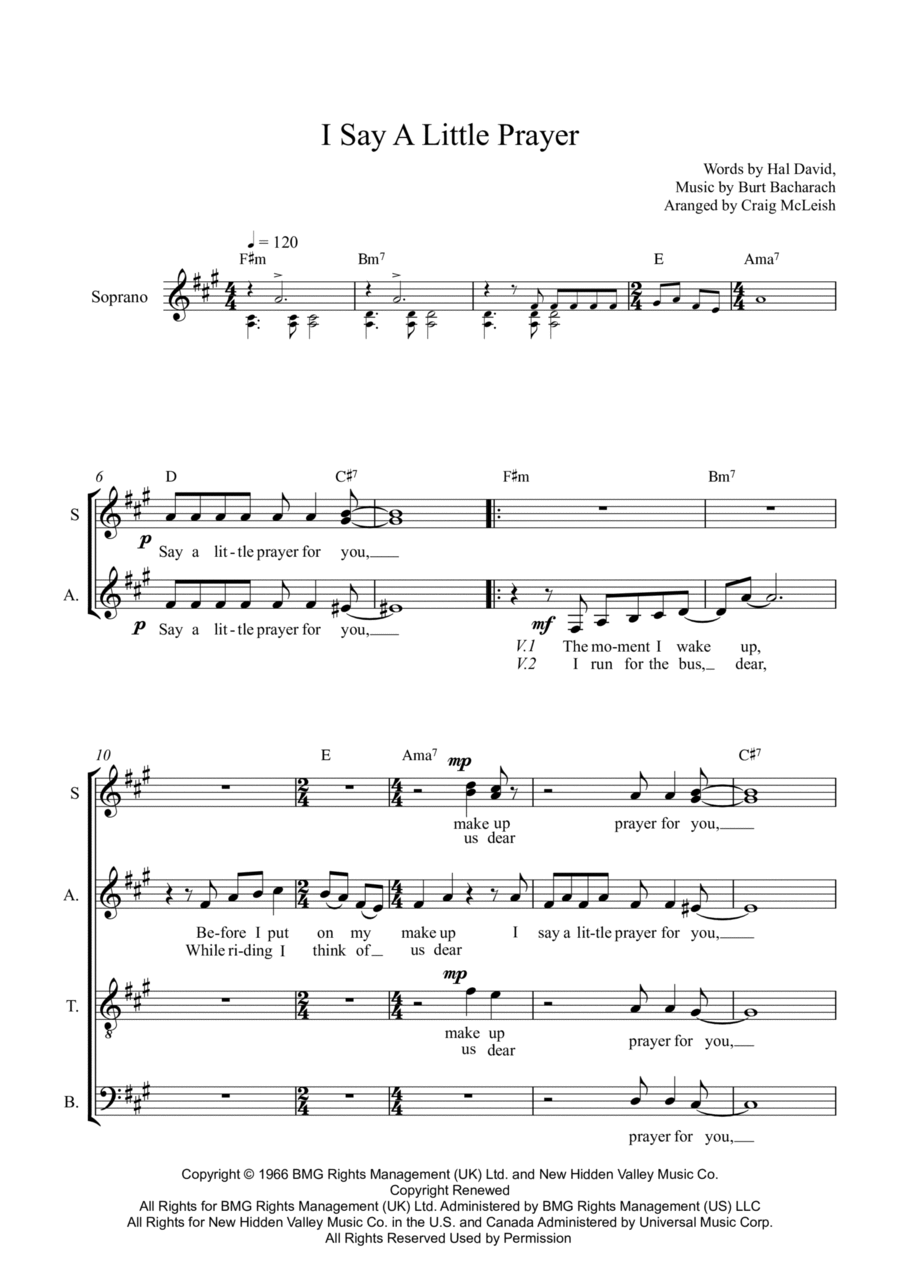I Say A Little Prayer (arr. Craig McLeish) SSATB scores gallery preview page 1