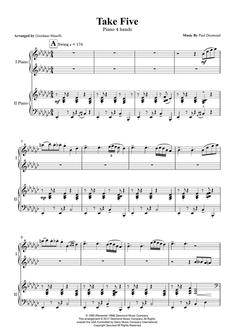 Take Five Piano scores gallery preview page 1