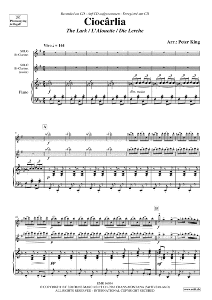 Ciocarlia Clarinet Solo scores gallery preview page 4