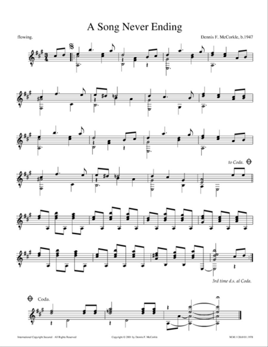 A Song Never Ending in A Major Guitar Solo scores gallery preview page 1