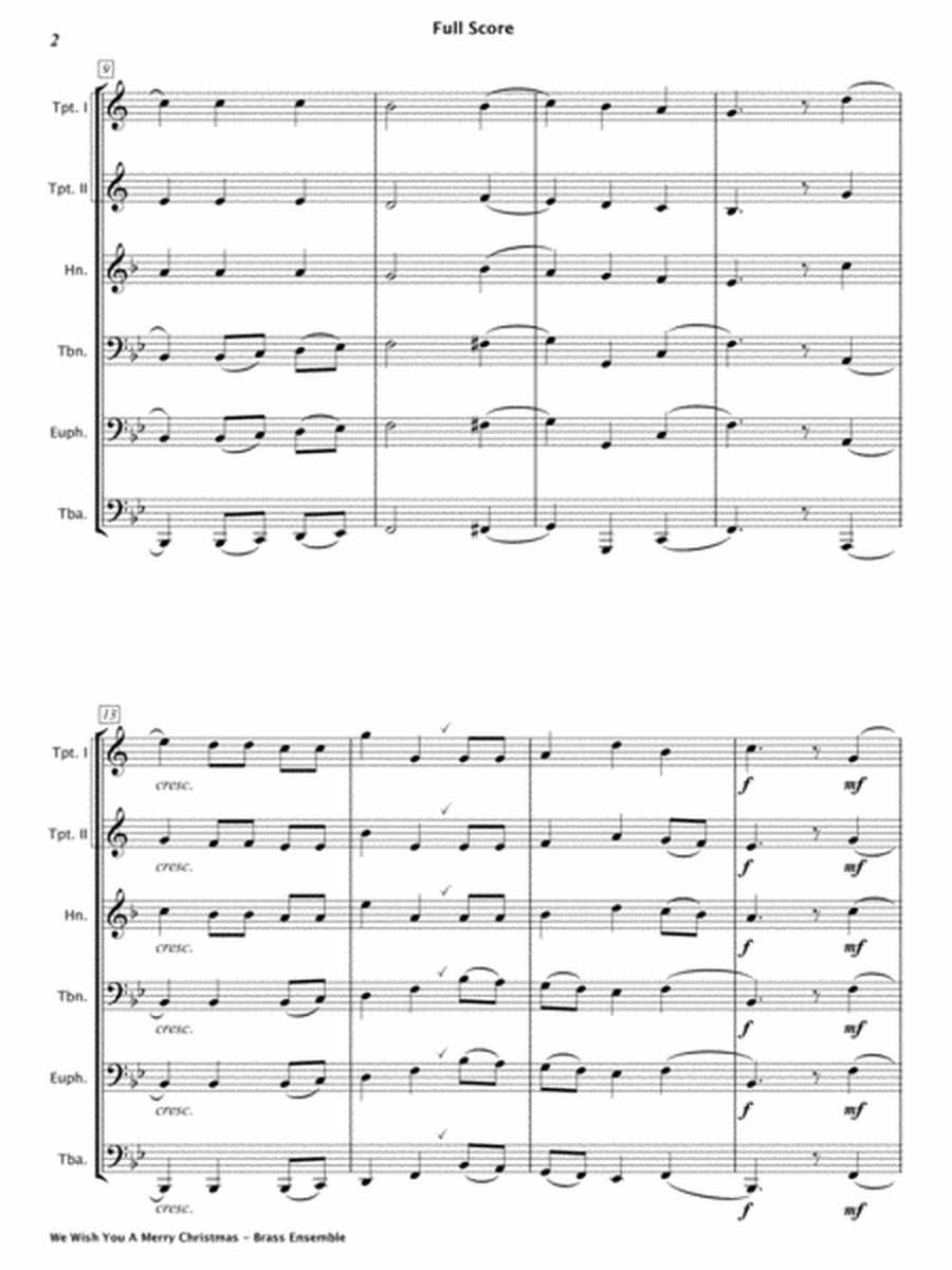 We Wish You A Merry Christmas (Brass Ensemble Score & Parts) image number null