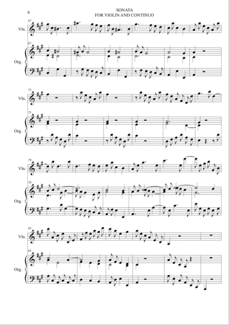 SONATA FOR VIOLIN AND CONTINUO - ZIPOLI - With Violin part Small Ensemble scores gallery preview page 6