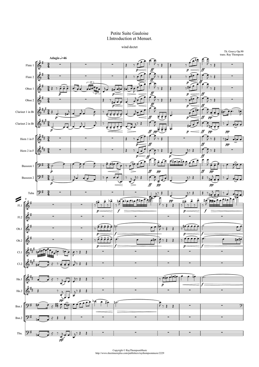 Gouvy: Petite Suite Gauloise Op.90 Complete - symphonic wind Woodwind Quintet scores gallery preview page 1