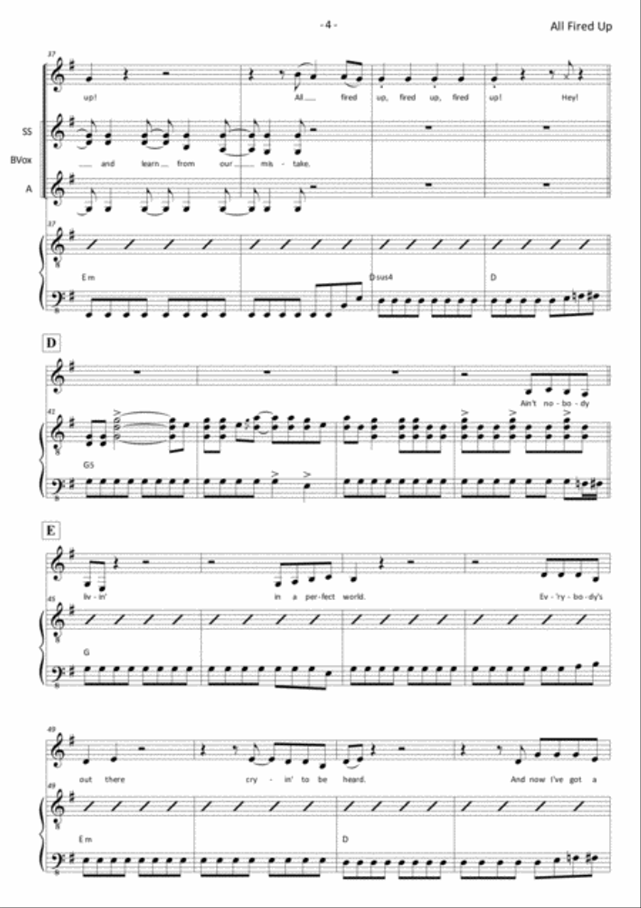 All Fired Up All Fired Up Piano, Vocal, Guitar scores gallery preview page 4