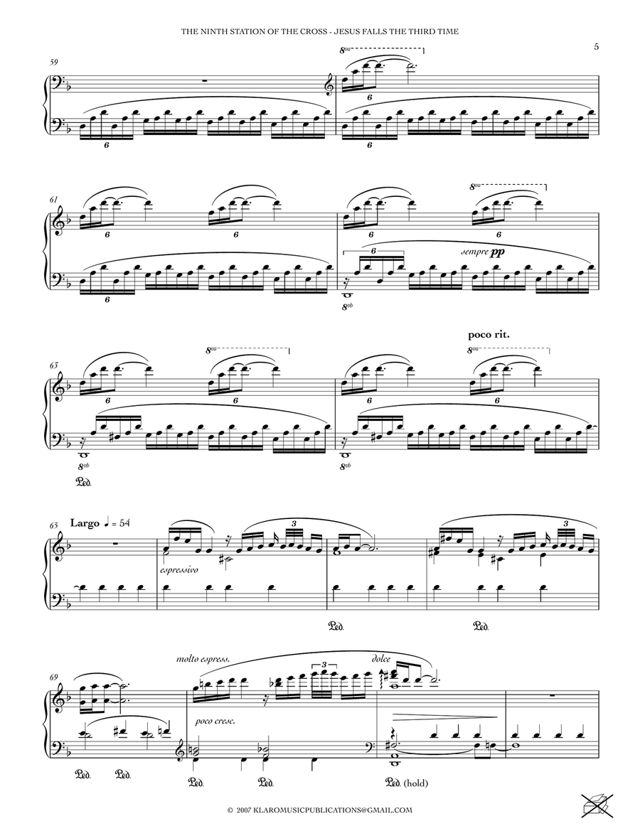 THE NINTH STATION OF THE CROSS - JESUS FALLS THE THIRD TIME Piano Solo scores gallery preview page 5