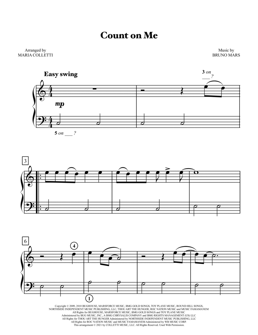 Count On Me Easy Piano scores gallery preview page 1