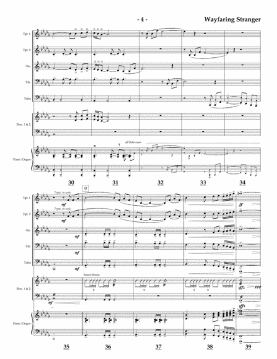 I Am a Poor Wayfaring Stranger for Brass Quintet Brass Quintet scores gallery preview page 4