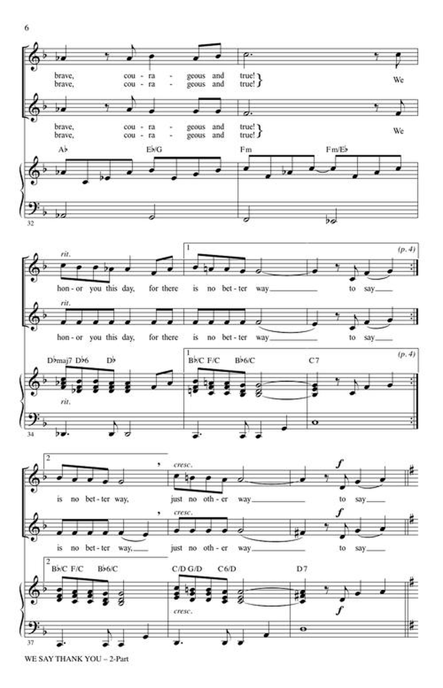 We Say Thank You (A Song for Veterans Day) 2-Part scores gallery preview page 5