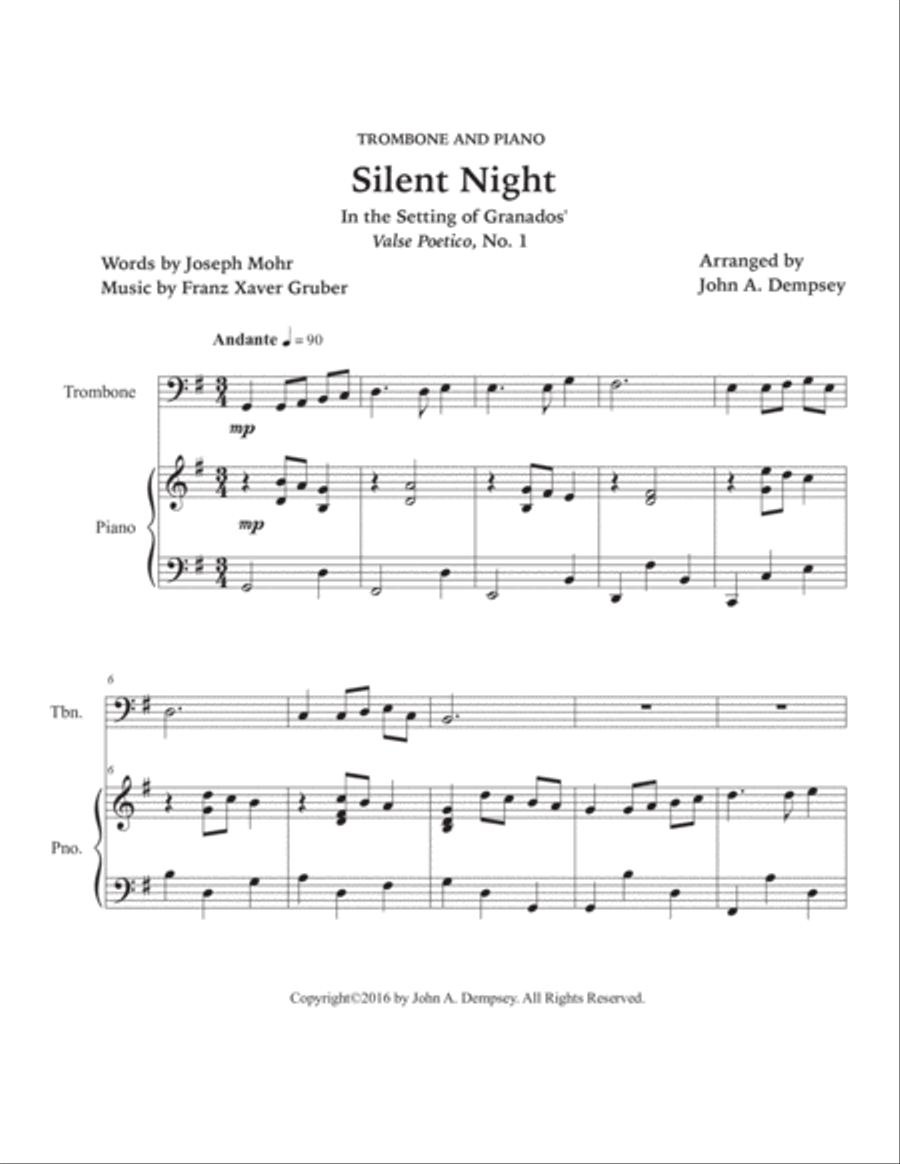 Silent Night (Trombone and Piano) Piano scores gallery preview page 5
