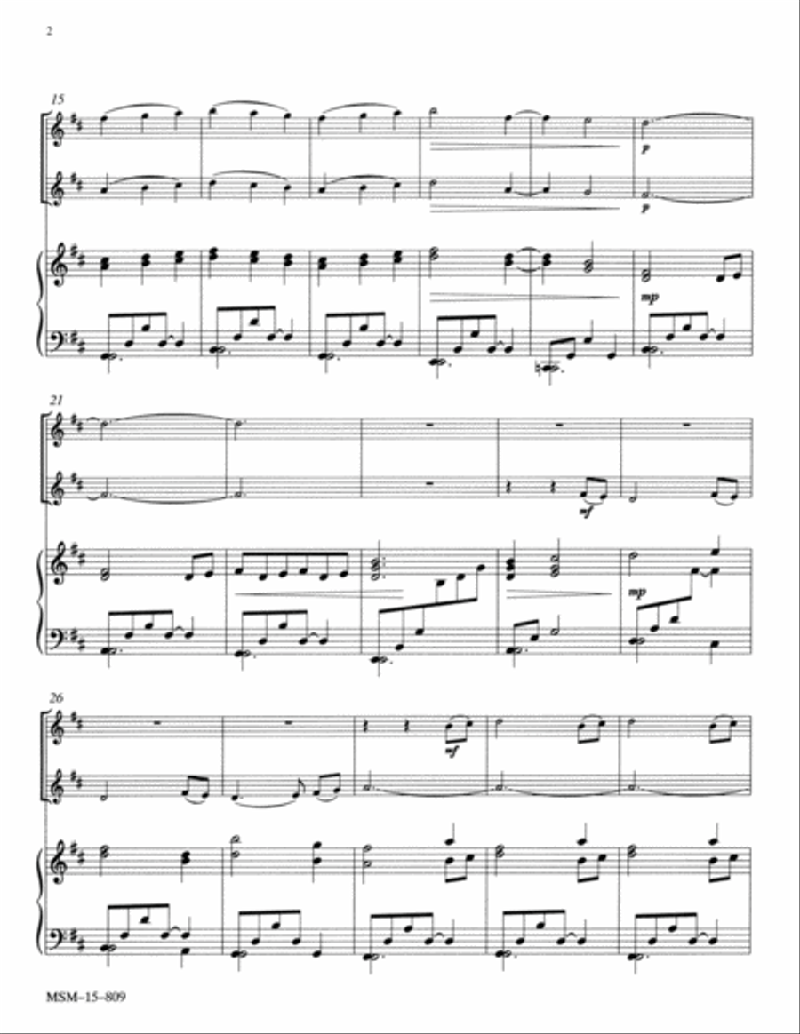 Nowell for Two Violins and Piano Violin scores gallery preview page 2
