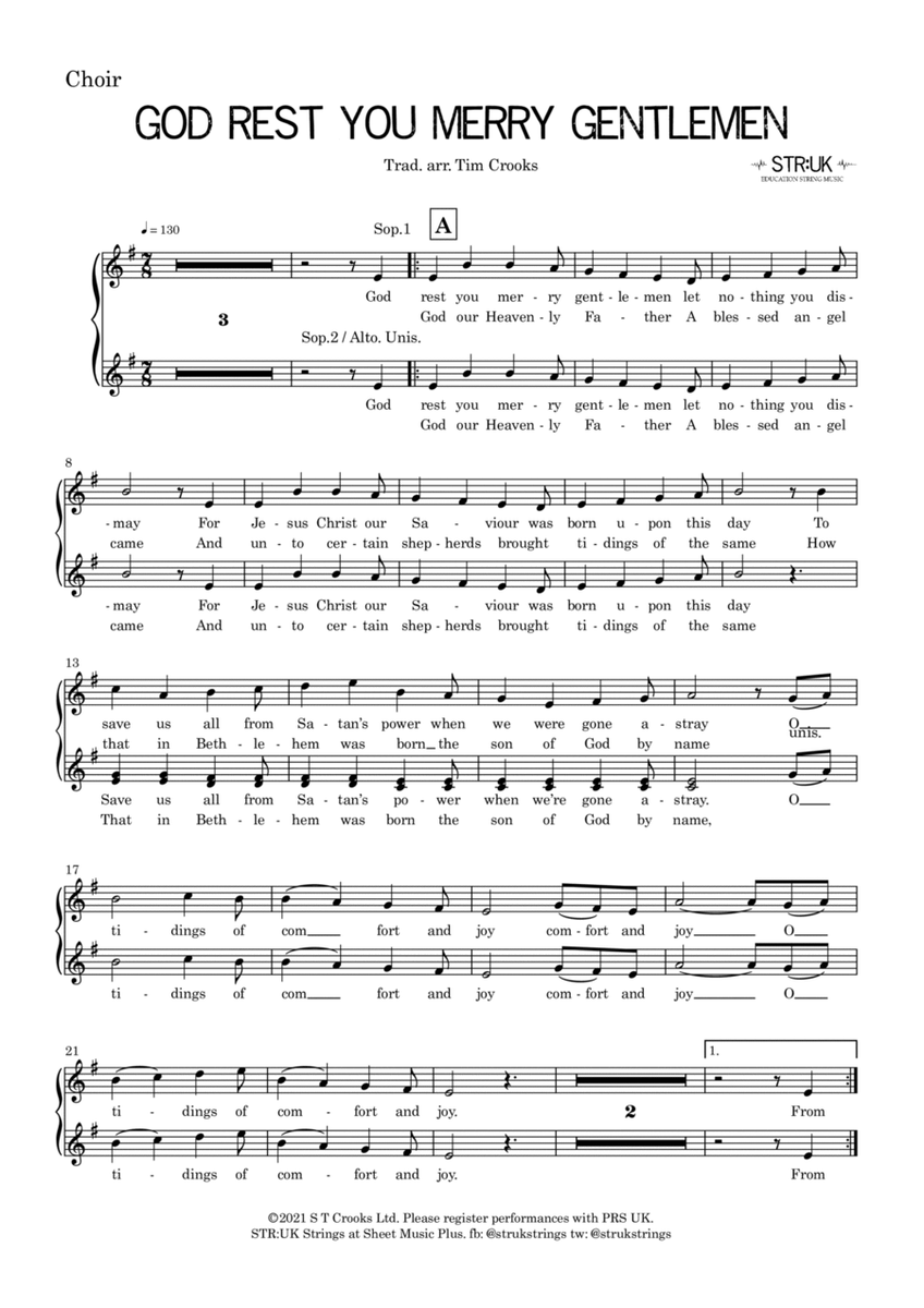 God Rest You Merry Gentlemen (STR:UK Version) - Choir sheet image number null