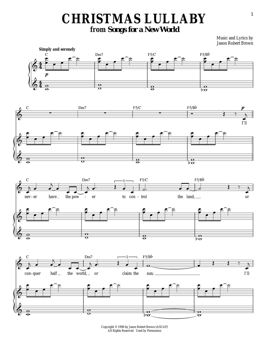 Christmas Lullaby (from Songs for a New World) Piano, Vocal scores gallery preview page 1
