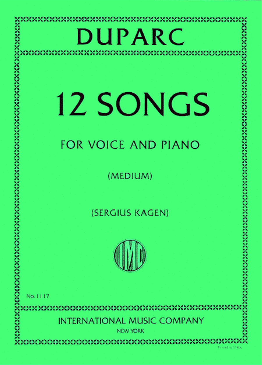 Twelve Songs For Medium Voice