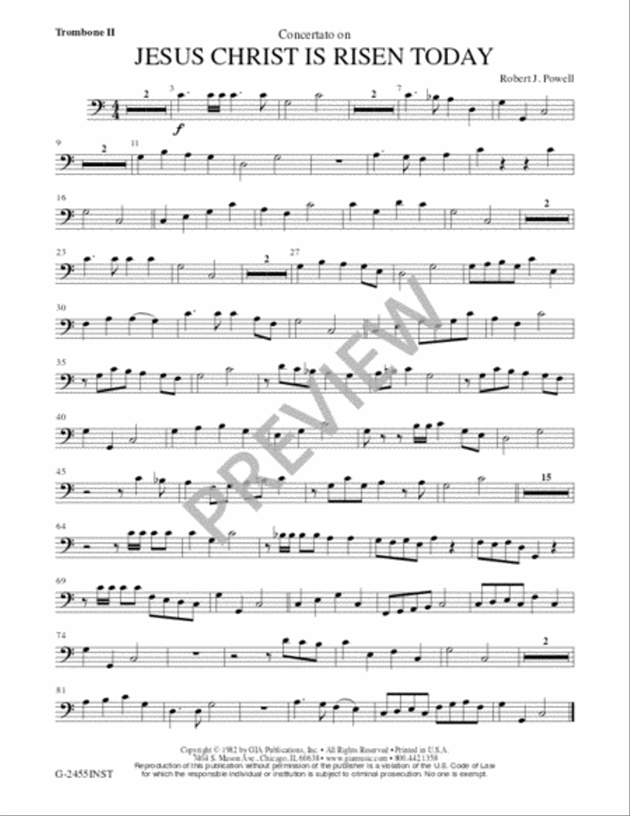 Jesus Christ Is Risen Today - Instrument edition Trombone scores gallery preview page 5