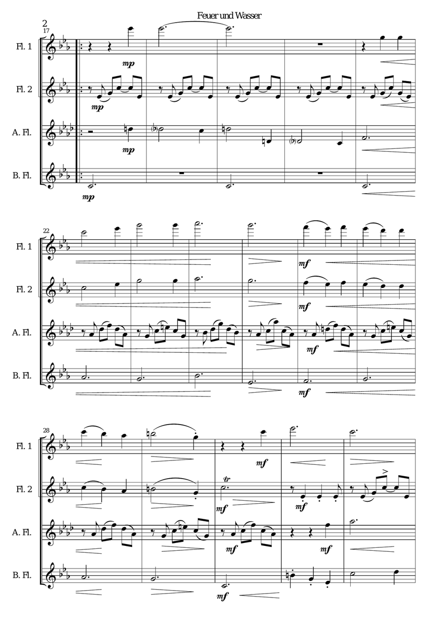 Feuer und Wasser (Fire and Water) for flute quartet Flute Quartet scores gallery preview page 2