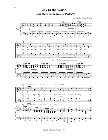 Joy to the World Choir SATB (REVISED) image number null