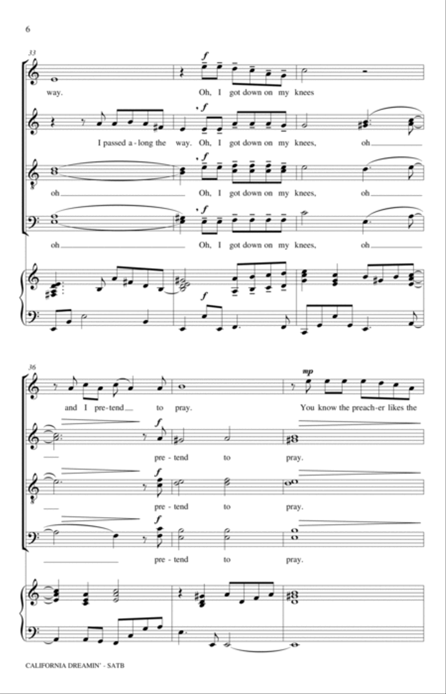 California Dreamin' (arr. Mac Huff) 4-Part scores gallery preview page 6
