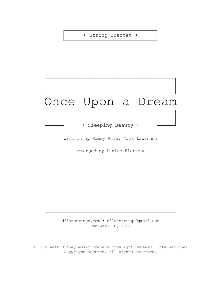 Once Upon A Dream String Quartet scores gallery preview page 1