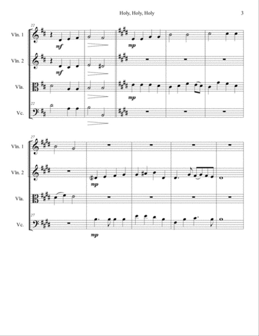 Holy, Holy, Holy (String Quartet) String Quartet scores gallery preview page 5