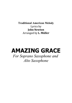 Amazing Grace - For Soprano Saxophone and Alto Saxophone - With Chords