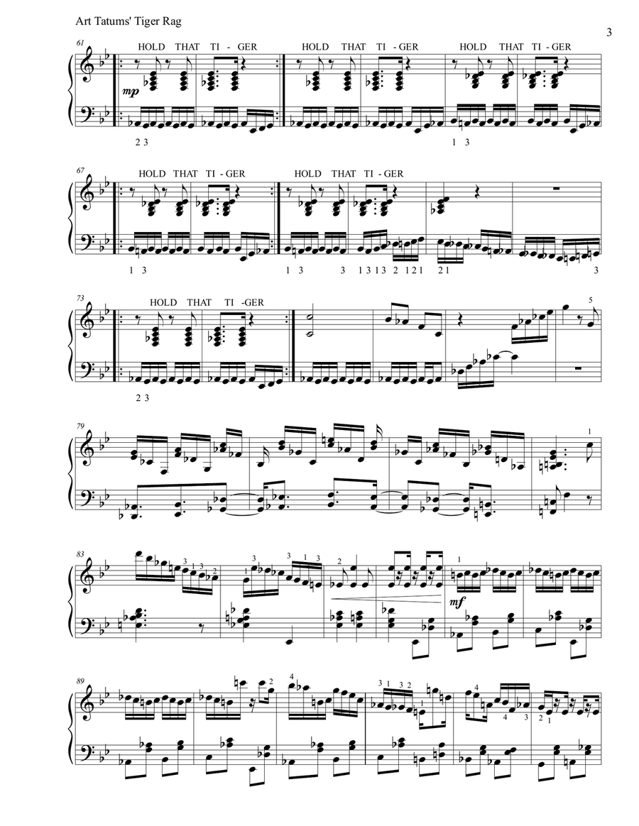 Tiger Rag, ala' Art Tatum, for Normal Humans Piano Solo scores gallery preview page 4