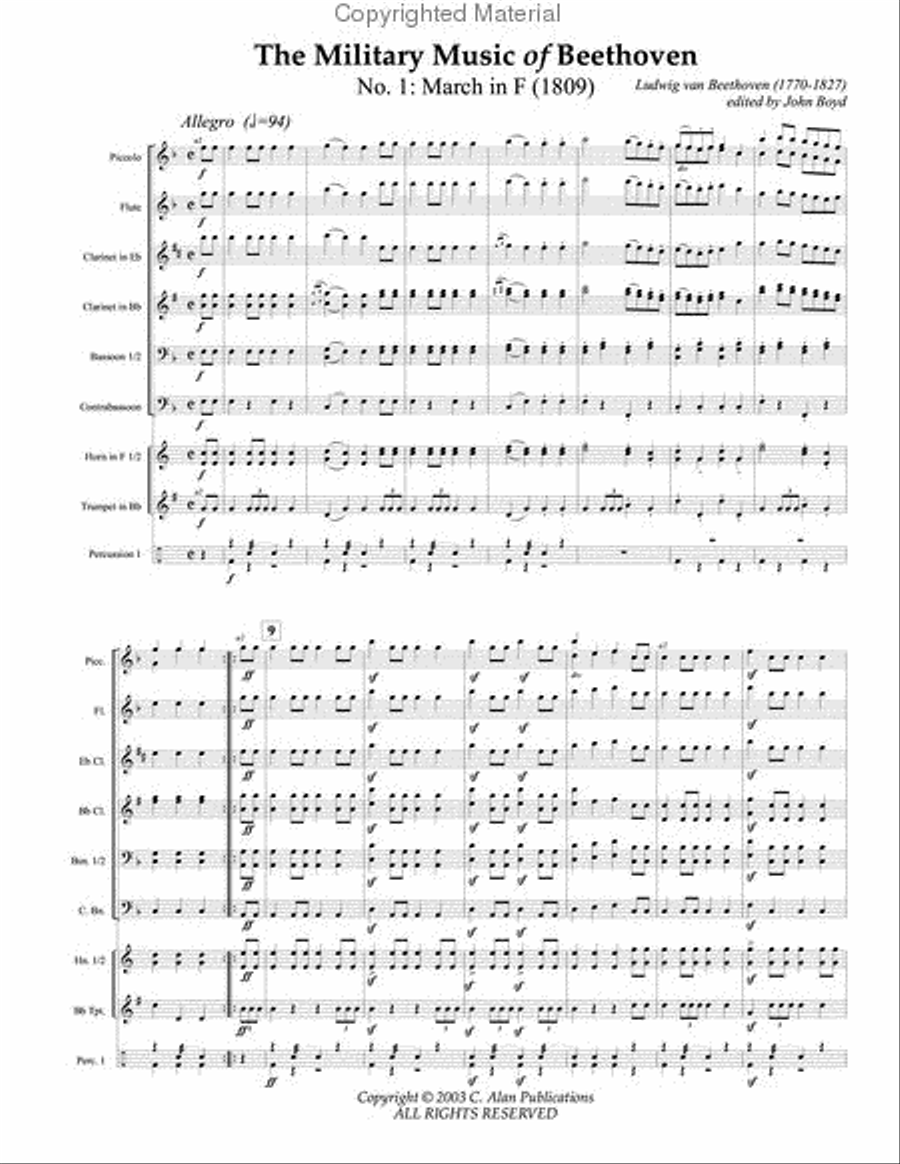 Military Music of Beethoven Concert Band scores gallery preview page 2