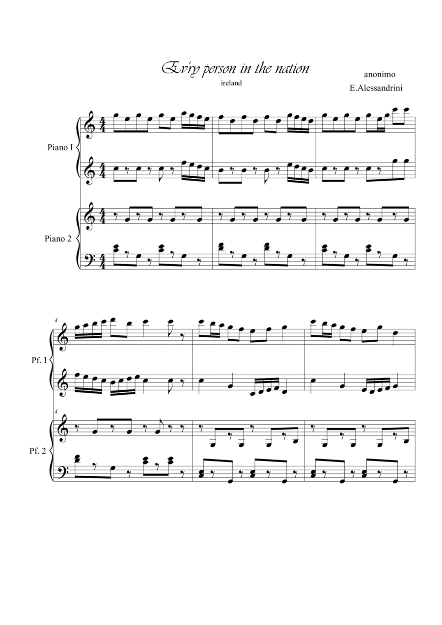 Ev'ry person in the nation. Piano 4 hands Piano Method scores gallery preview page 1