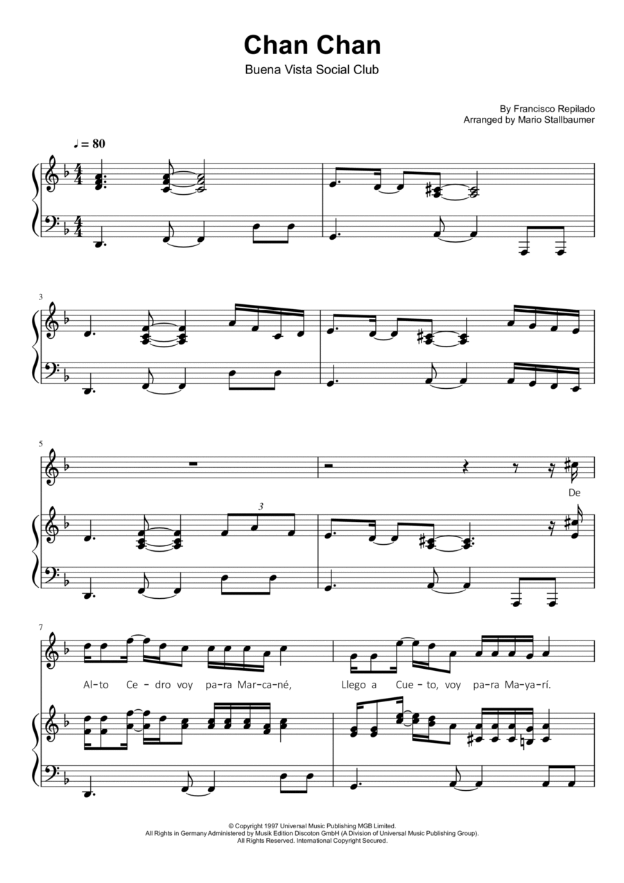 Chan Chan (chan Chan Son) Voice scores gallery preview page 1