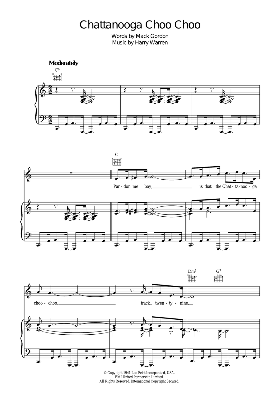 Chattanooga Choo Choo Chattanooga Choo Choo Piano, Vocal, Guitar scores gallery preview page 1