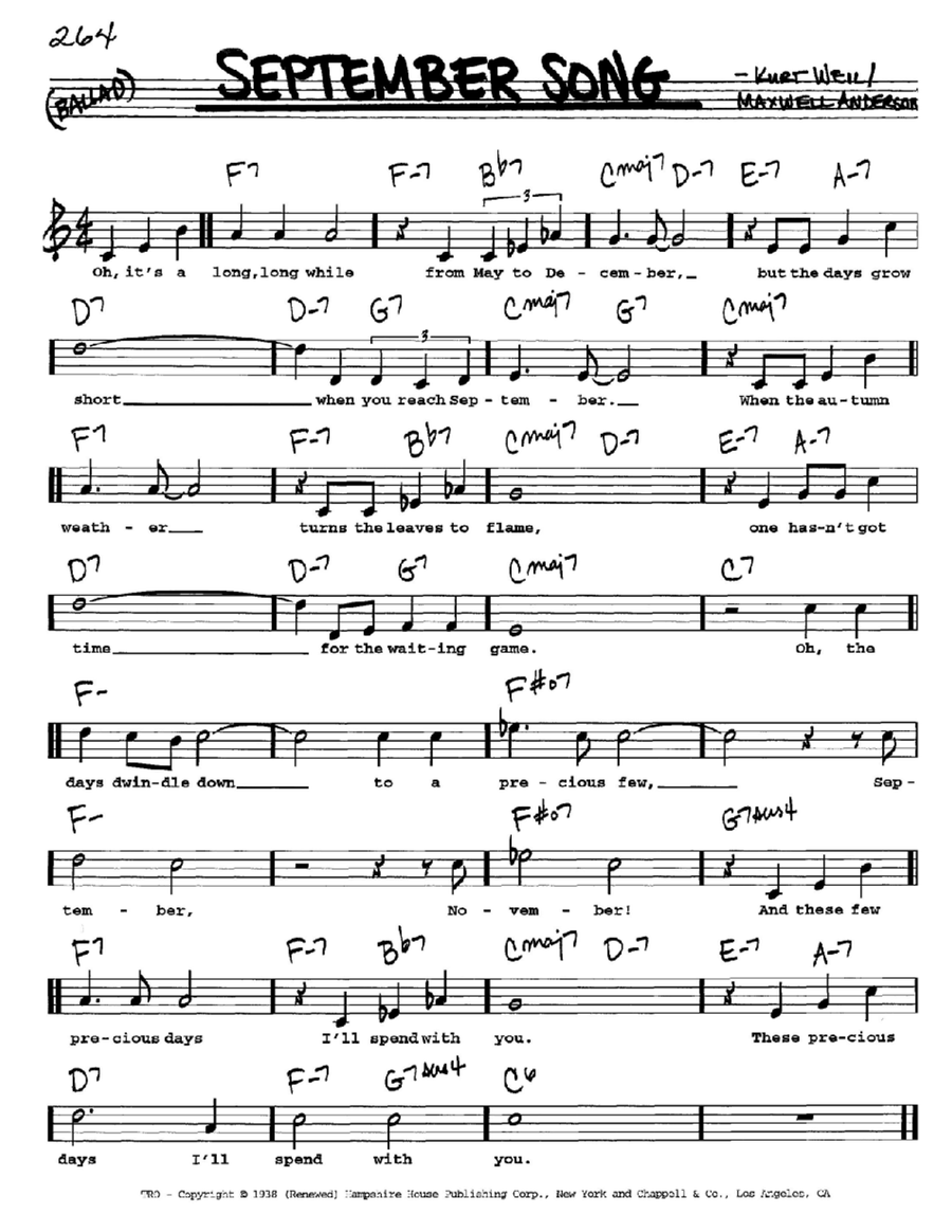 September Song Voice scores gallery preview page 1