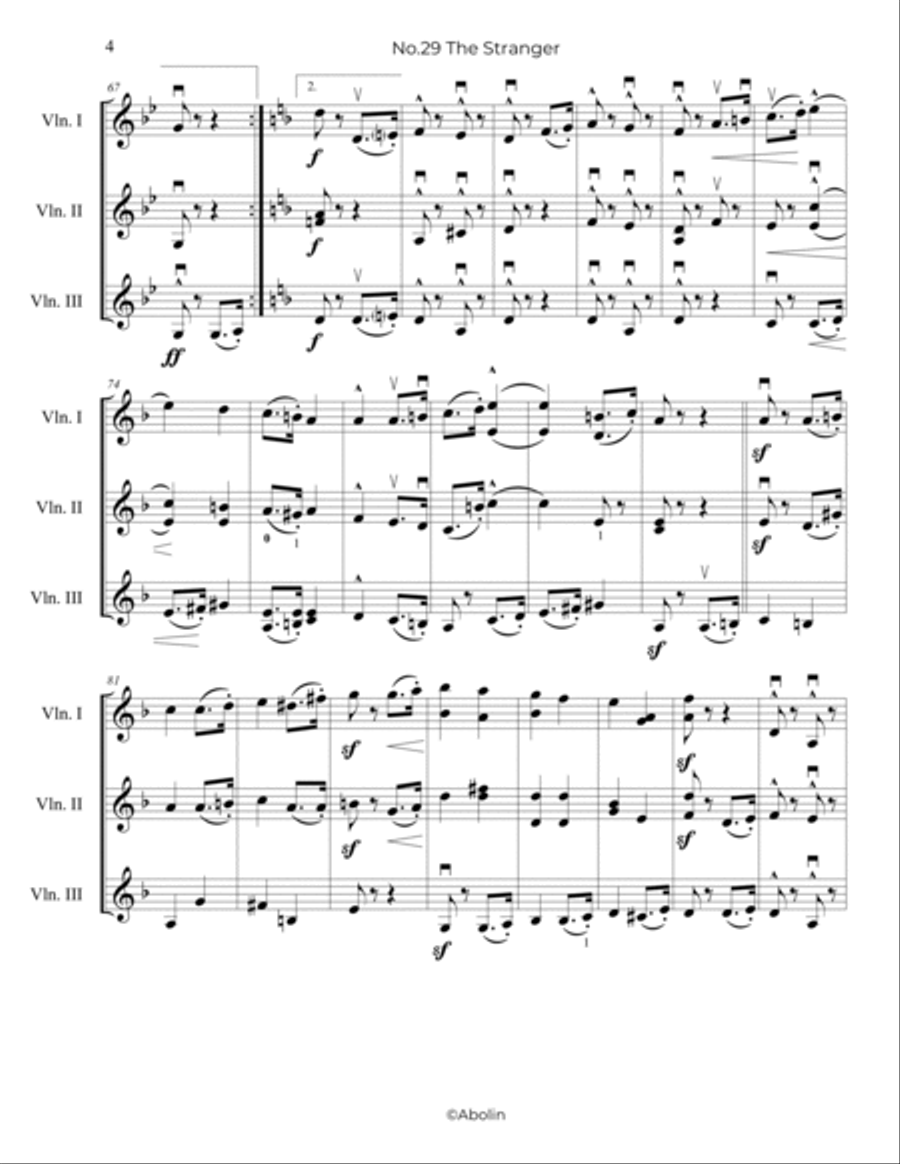 Schumann: The Stranger, from Album for the Young, Op.68 - Violin Trio Chamber Music scores gallery preview page 5