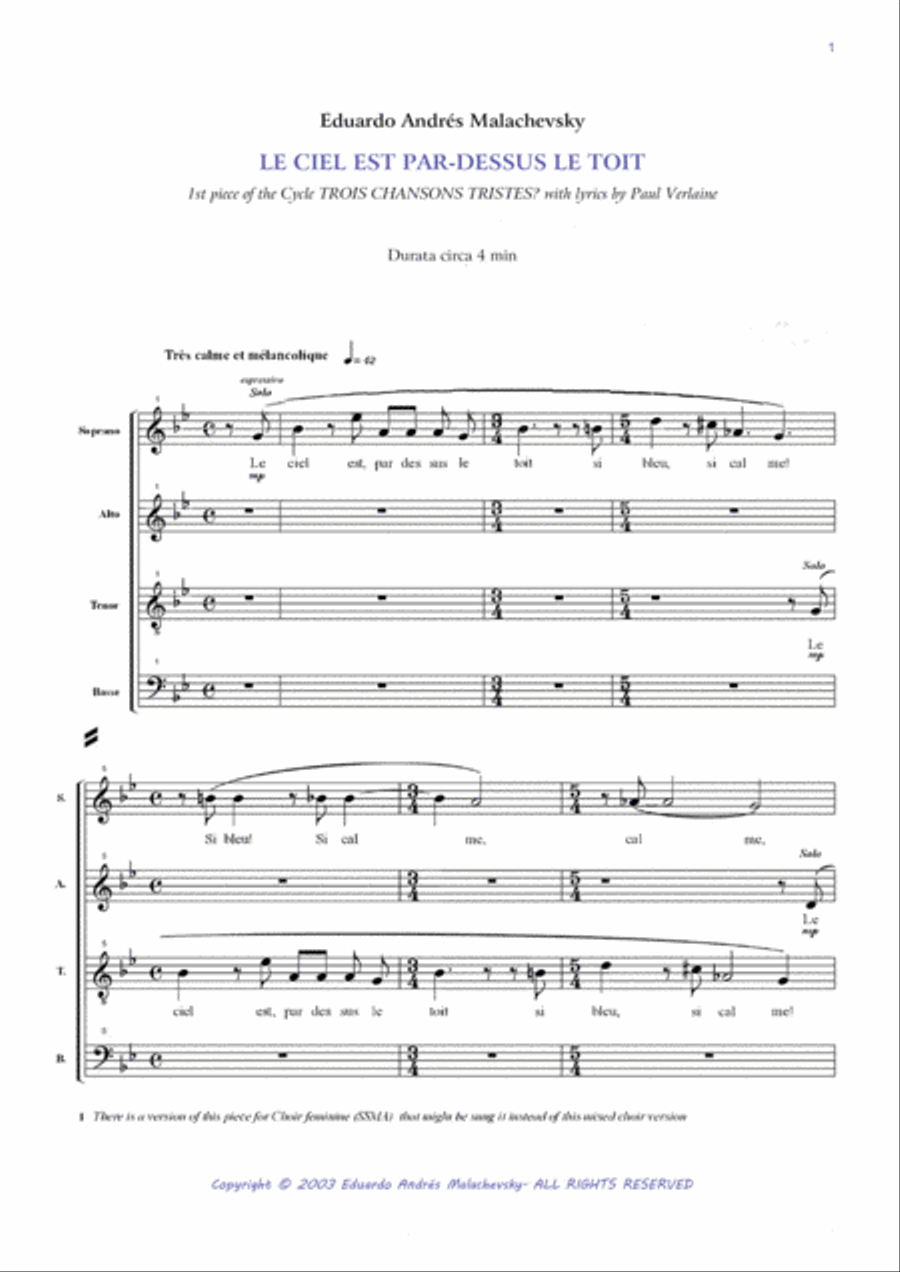 LE CIEL EST PAR-DESSUS LE TOIT Divisi scores gallery preview page 5