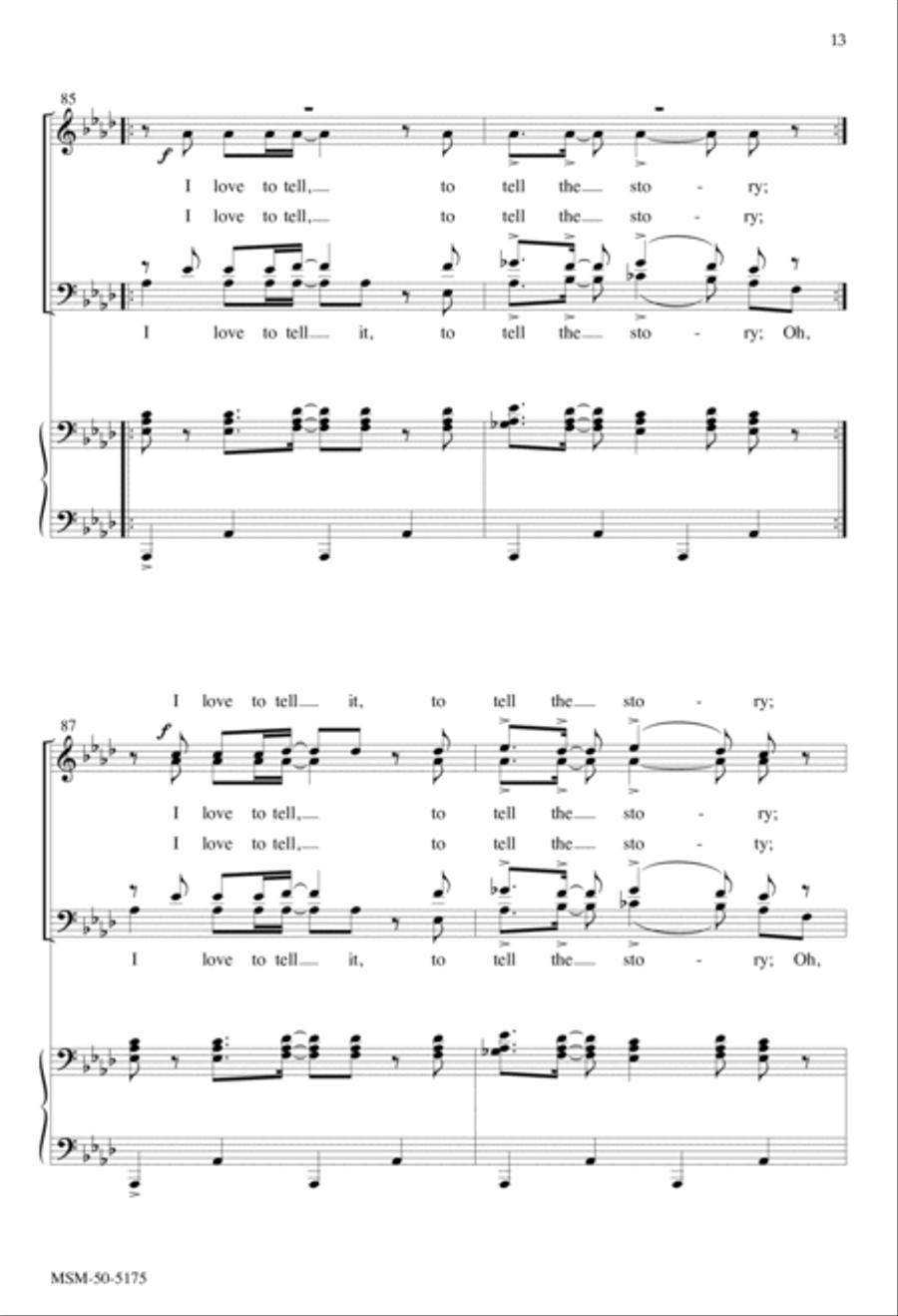 I Love to Tell the Story 4-Part scores gallery preview page 12