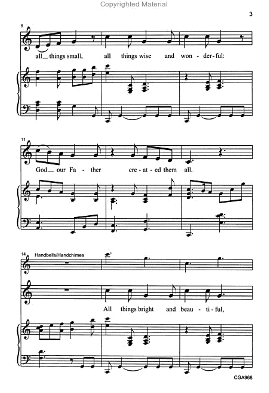 All Things Bright and Beautiful Unison Choir scores gallery preview page 3